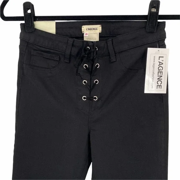 L'Agence Cherie Lace Up High Rise Skinny Jeans
